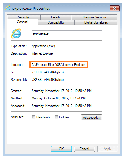 iexplorer exe location
