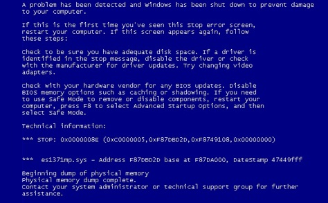 Microsoft Windows - Blue Screen of Death - BSoD -- WindowsWally