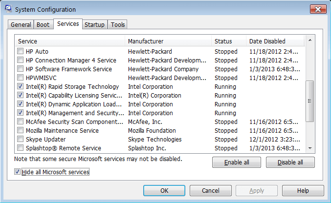 Slow Windows 7 PC - msconfig - services -- Windows Wally