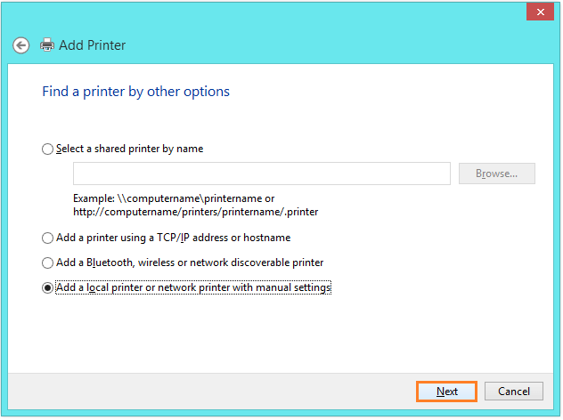 Windows 8 Printer - Add a local printer or network printer with manual settings -- Windows Wally
