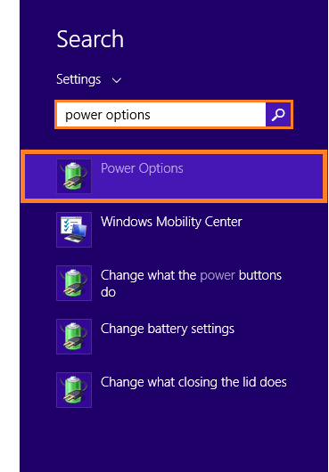 Windows 8.1 Sleep Mode - Settings Search - power options -- Windows Wally