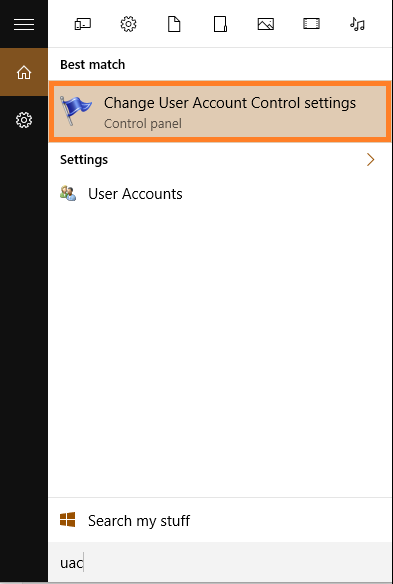 Disable - Change User Account Control settings  -- Windows Wally