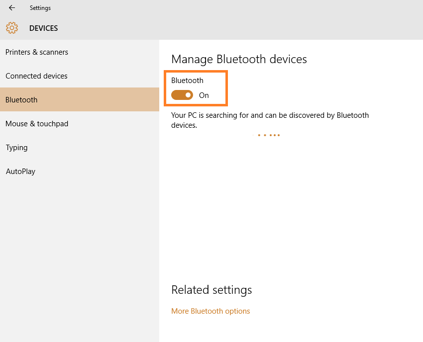 Bluetooth - Windows 10 - Bluetooth ON - Windows Wally