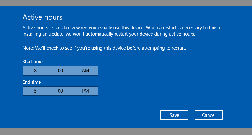 Windows 10 - Windows Update settings - Change Active Hours - 2 - Windows Wally