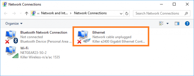 network cable unplugged errors